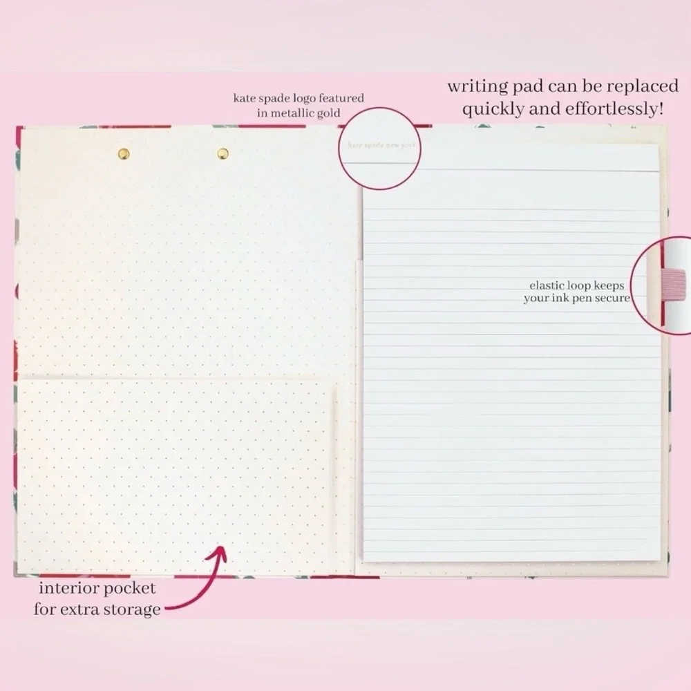 Kate Spade Rose Clipboard with Notepad NWT